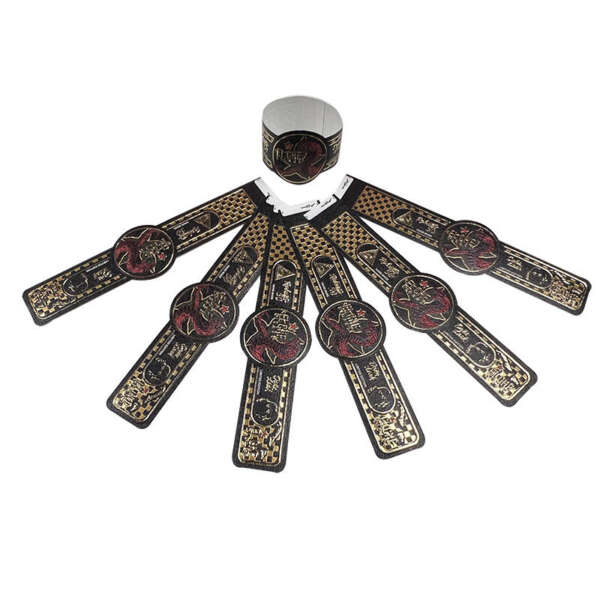grained paper gold foil embossed UV printed cigar band label foil detail view