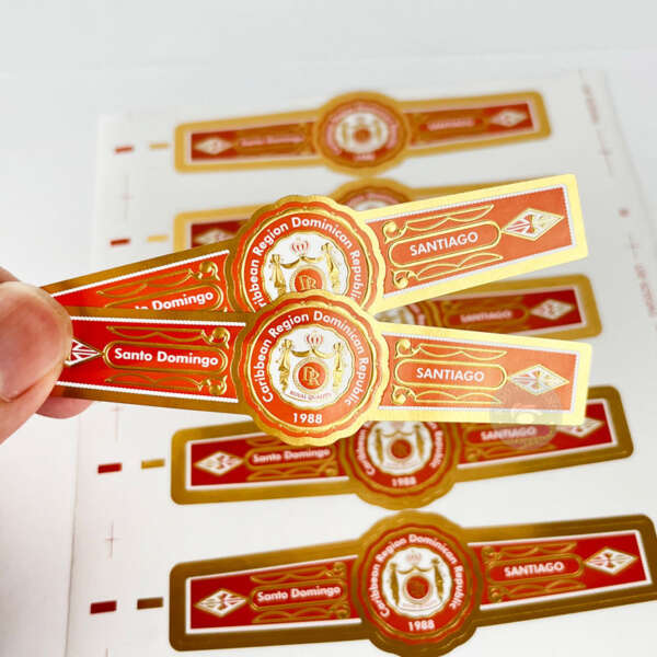 high quality gold foil stamping embossed cigar ring sticker label ring wrap display