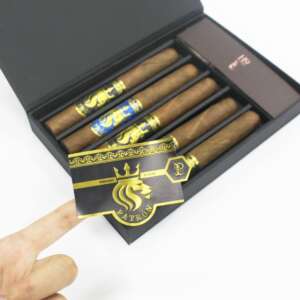gold foil embossed adhesive cigar ring sticker for packaging front view