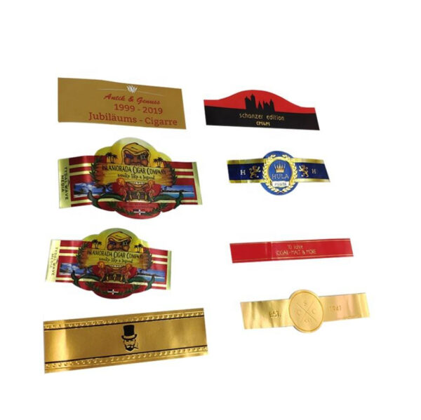 waterproof die cut embossed logo cigar label sticker sheet custom logo option