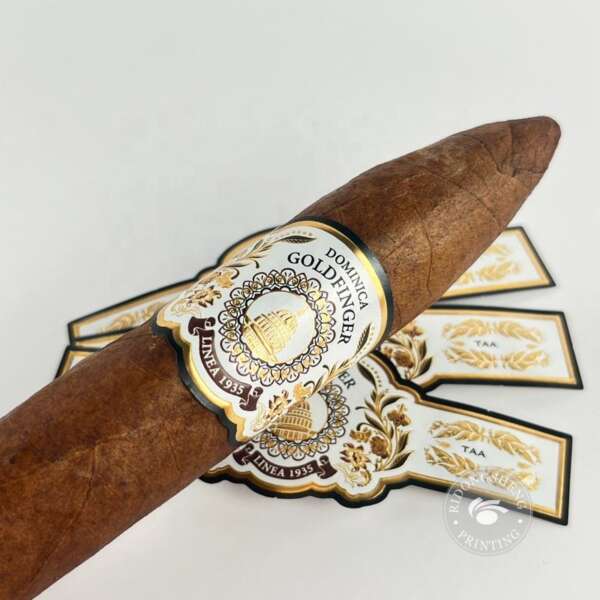 non glue paper cigar band ring label with gold foil embossing custom logo option