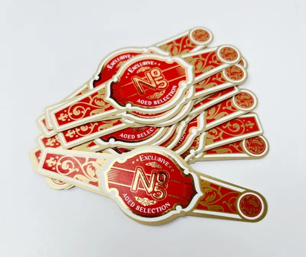 gold foil art paper custom embossed cigar ring label ring wrap display