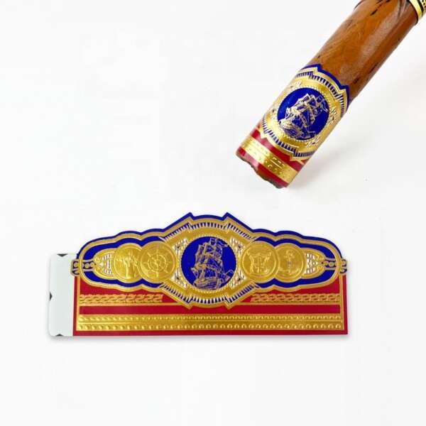 gold stamping embossed die cut cigar ring label sticker ring wrap display