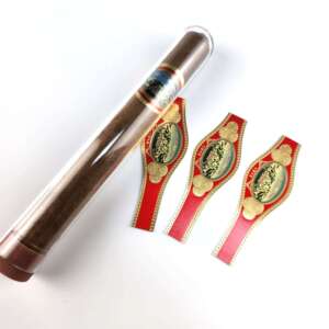 silver vinyl gold foil embossed cigar ring sticker label
