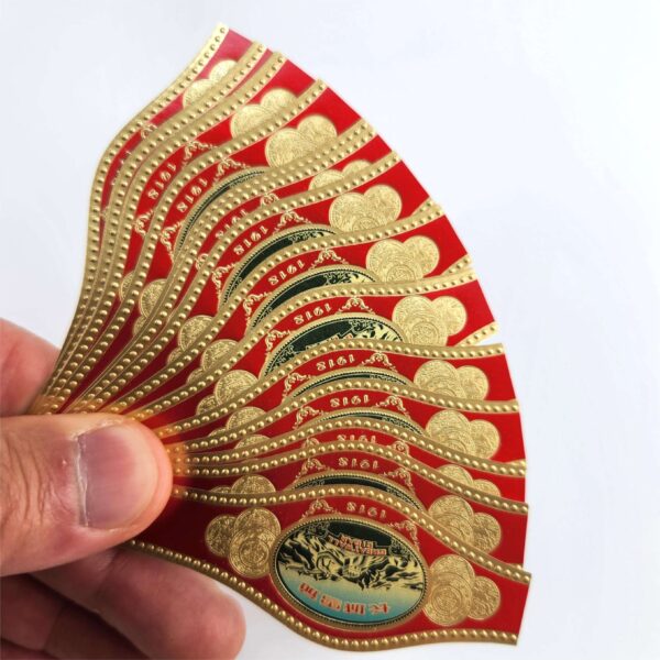 gold foil art paper embossed cigar ring band label embossed detail view