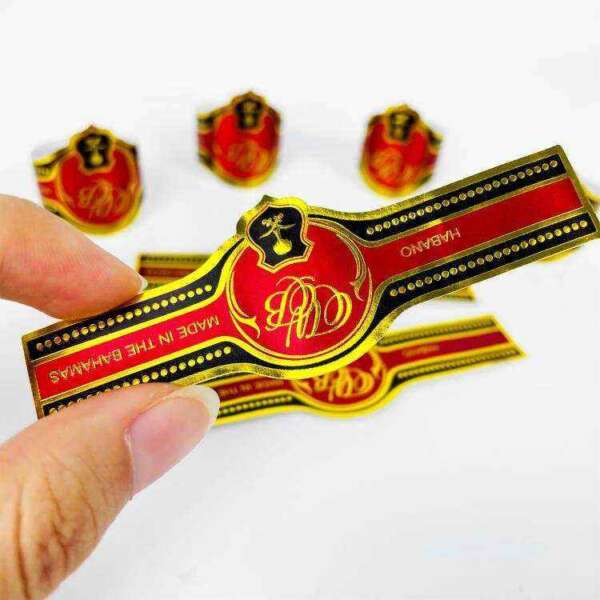 private brand paper ring cigar band label with embossing foil detail view