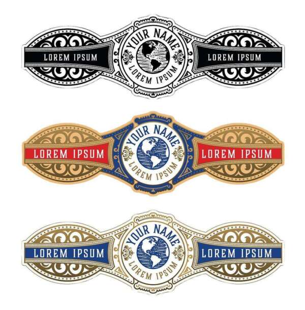 snow mountain gold foil stamping edge cigar ring label custom logo option
