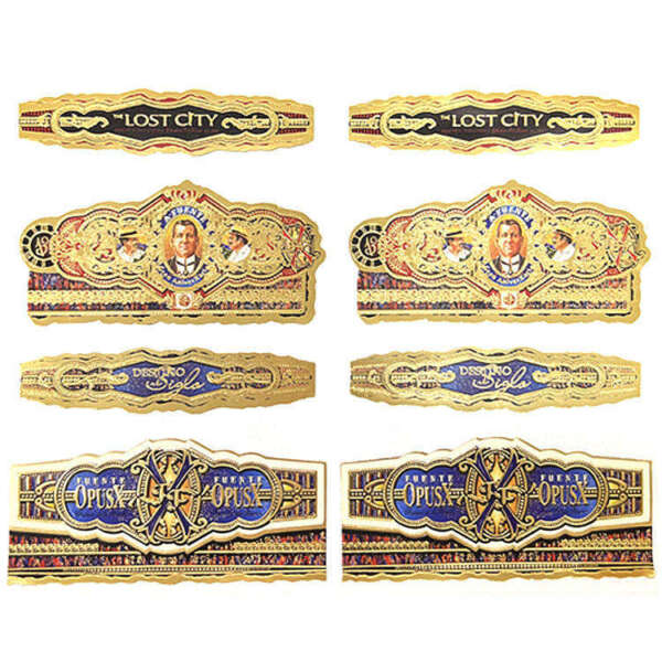 private anti counterfeit gold foil hologram cigar ring label ring wrap display