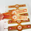 gold foil paper ring cigar band label with custom logo embossing front view