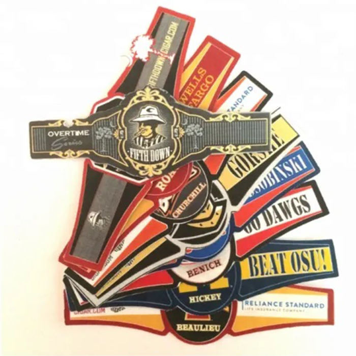 self adhesive golden embossed cigar band label with foil stamping foil detail view
