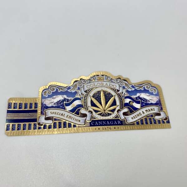 gold foil art paper embossed cigar ring paper sticker label embossed detail view