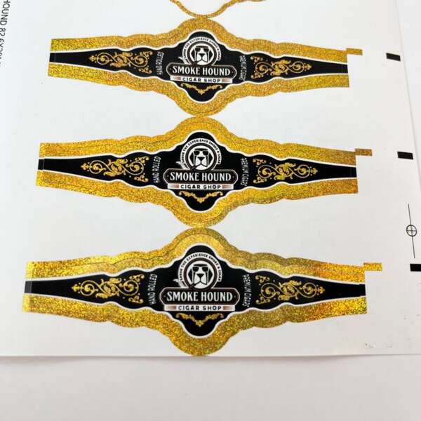 gold foil embossed cigar ring paper sticker label embossed detail view