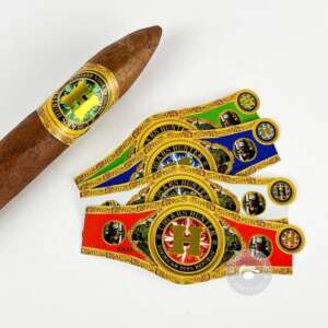non glue paper cigar band ring label with gold foil embossing front view