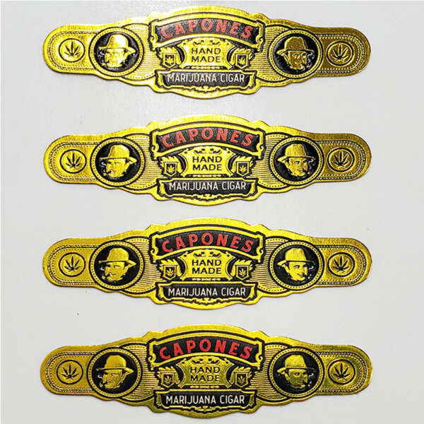gold foil paper ring cigar band label with custom logo embossing bulk cigar packaging use
