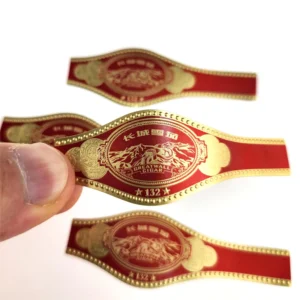 gold foil art paper embossed cigar ring band label front view