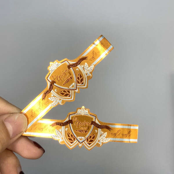 luxury gold hot stamping embossed logo cigar band ring front view