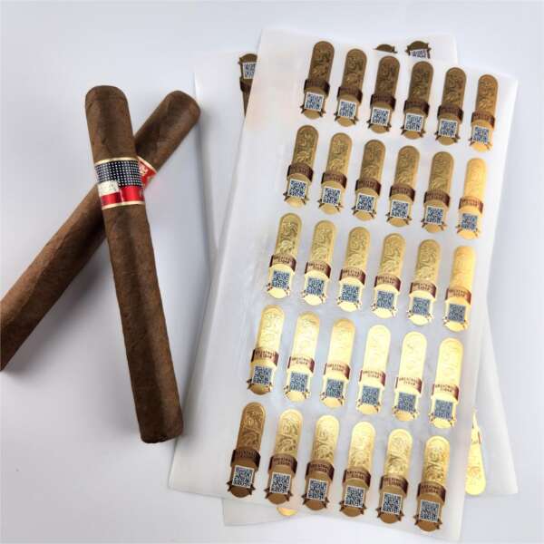 personalized anti counterfeit code cigar band label sticker foil detail view