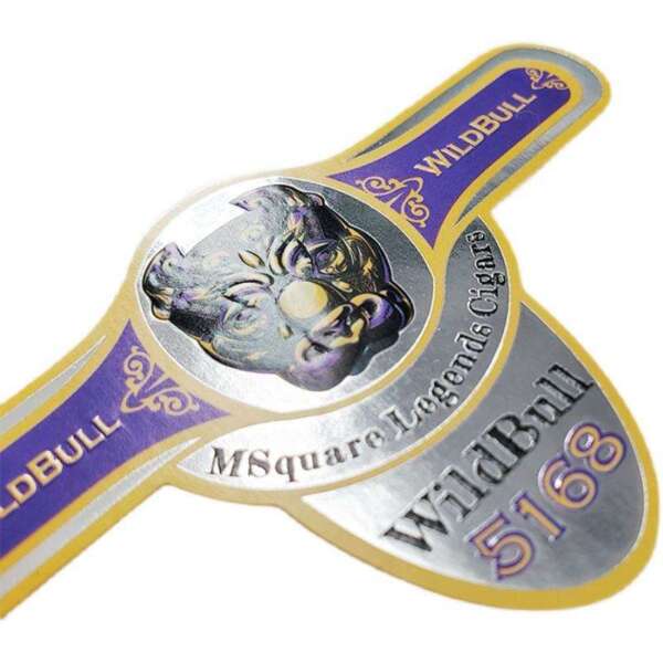 textured gold foil varnished embossed logo cigar ring label ring wrap display
