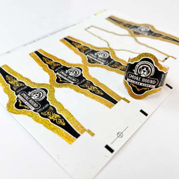 gold foil embossed cigar ring paper sticker label foil detail view