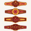 high quality gold foil embossed art paper cigar ring label front view