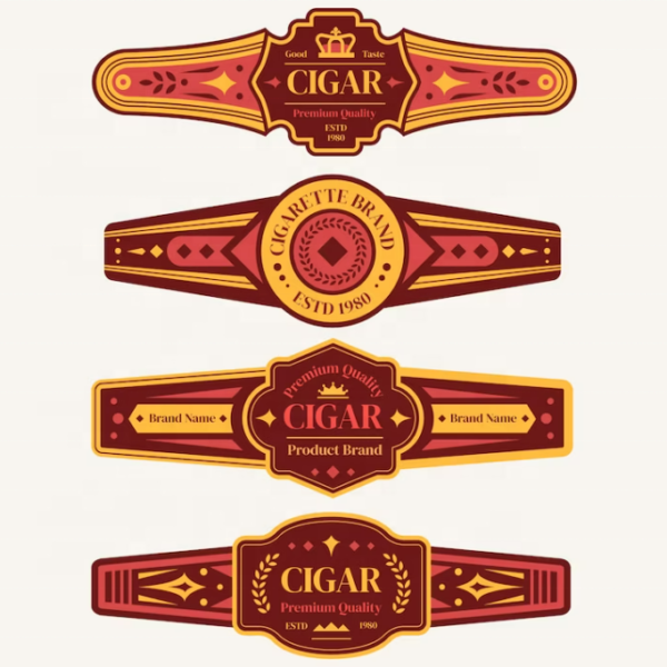 high quality gold foil embossed art paper cigar ring label front view