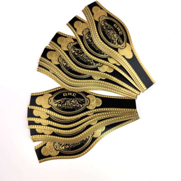 gold foil stamping private logo cigar packaging label ring wrap display