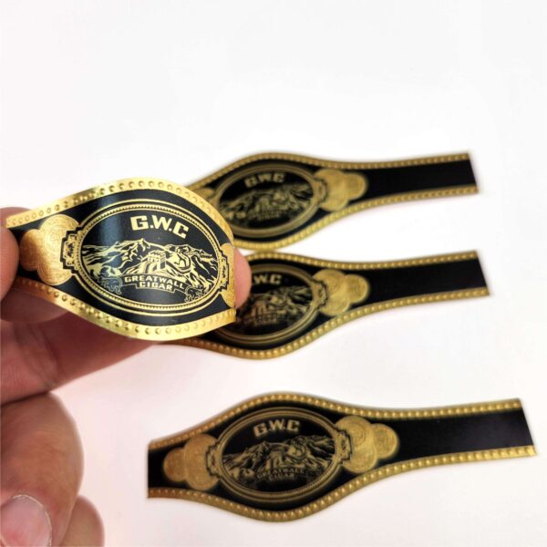 gold foil art paper embossed cigar ring band label ring wrap display