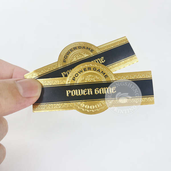 high quality gold foil stamping embossed cigar ring sticker label embossed detail view