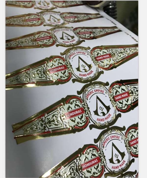waterproof glossy lamination luxury cigar circle package label ring wrap display