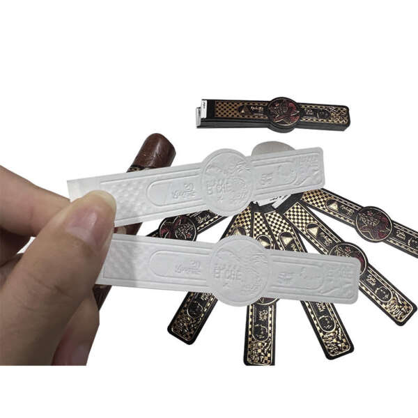 grained paper gold foil embossed UV printed cigar band label bulk cigar packaging use