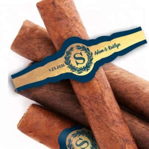 self adhesive golden embossed cigar band label with foil stamping front view