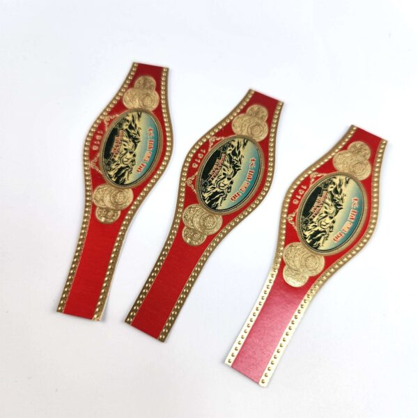 private die cut gold foil embossed cigar band label foil detail view