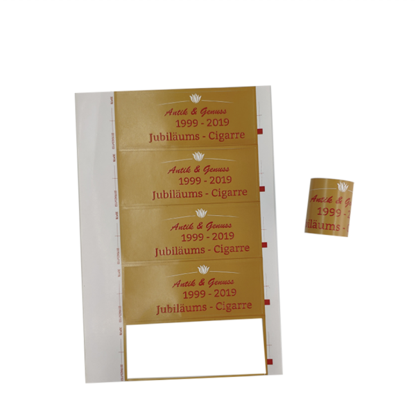 luxury private gold foil cigar package label embossed detail view