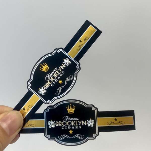 private high quality cigar bar ring band label embossed detail view
