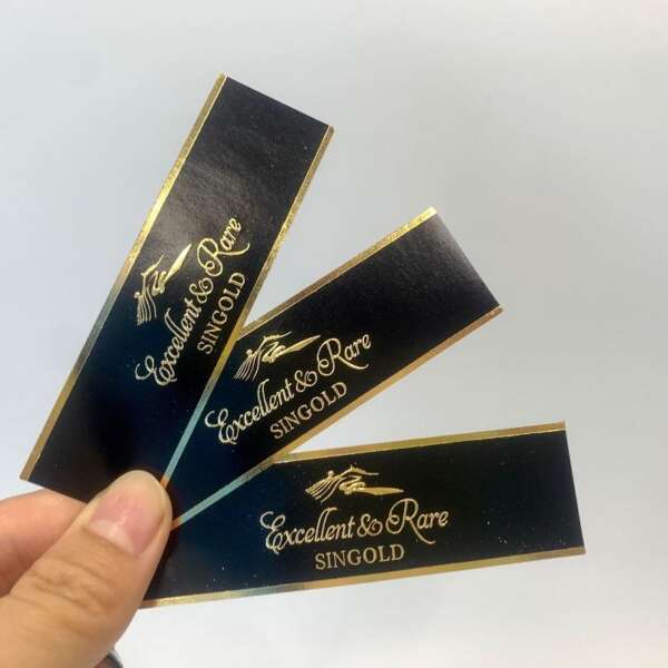 simple black gold foil stamping cigar ring label embossed detail view