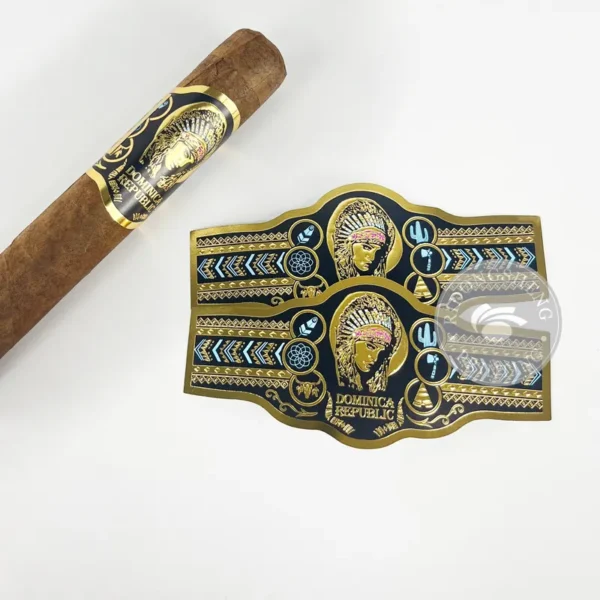 gold foil embossed custom cigar band ring label sticker foil detail view